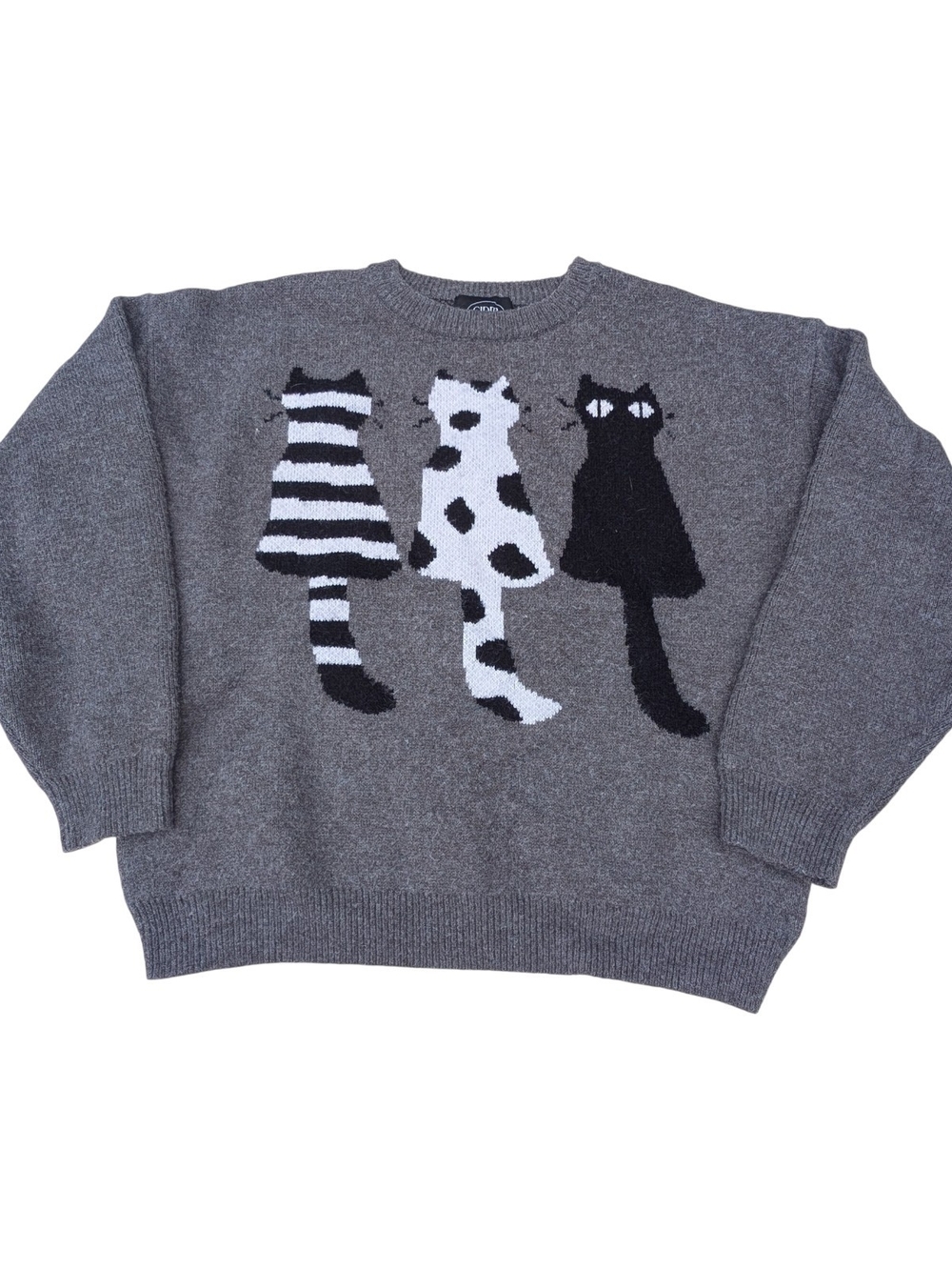 Three Musketeers Cats Knitted Sweater Size L - Picture 2 of 7